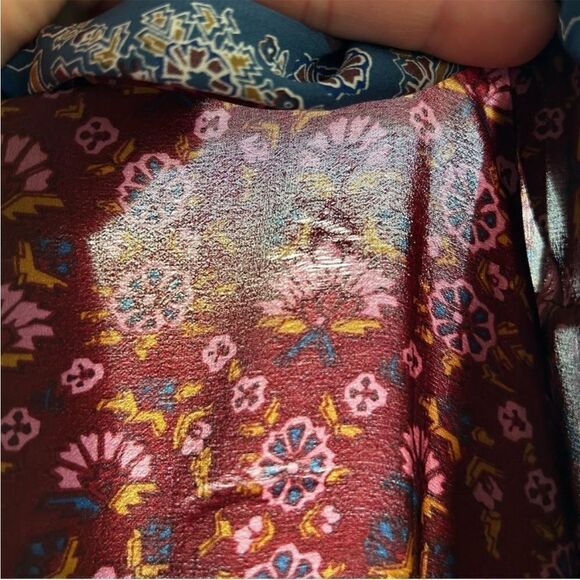 Sea Burgundy and Blue Silk Floral Dress - Picture 15 of 16